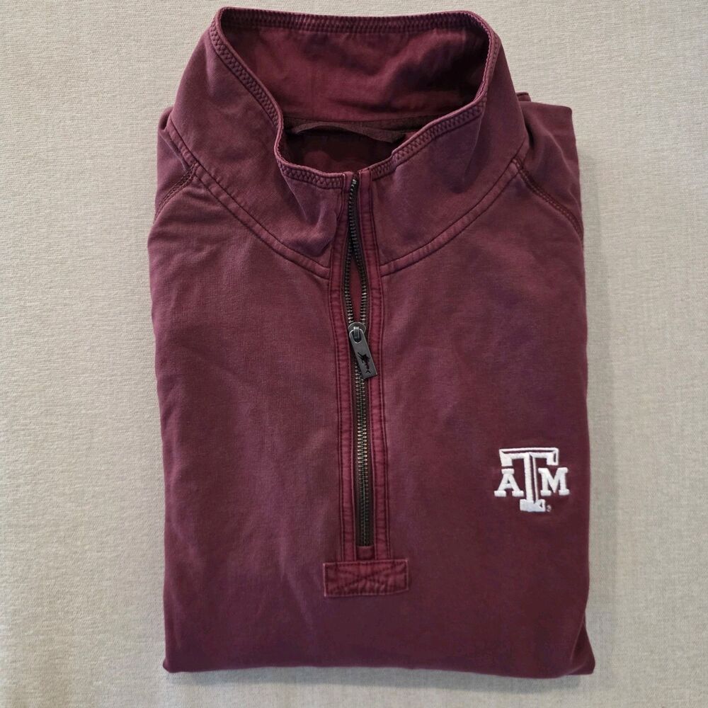 Tommy Bahama 1/4 Zip Top Men's 2XL Burgundy Texas A&M Pullover Sweater
